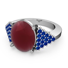 Bianna Yüzük - Kök yakut ve lab safir 925 ayar gümüş yüzük #doxu2j