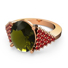 Peridot ve garnet 18 ayar rose altın yüzük