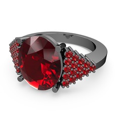 Bianna Yüzük - Garnet 925 ayar siyah rodyum kaplama gümüş yüzük #fmg61c