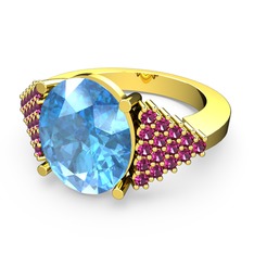Bianna Yüzük - Akuamarin ve rodolit garnet 8 ayar altın yüzük #g2xmkj