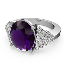 Bianna Yüzük - Ametist ve swarovski 14 ayar beyaz altın yüzük #hd095z