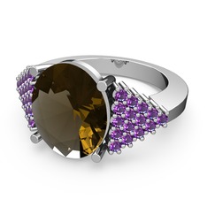 Bianna Yüzük - Dumanlı kuvars ve ametist 925 ayar gümüş yüzük #hhguo5
