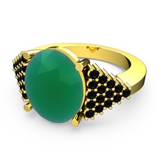 Bianna Yüzük - Kök zümrüt ve siyah zirkon 14 ayar altın yüzük #hvsnwd