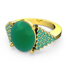 Kök zümrüt ve yeşil kuvars 925 ayar altın kaplama gümüş yüzük