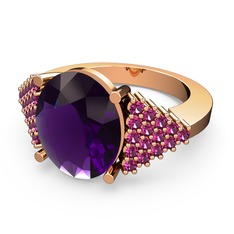 Ametist ve rodolit garnet 14 ayar rose altın yüzük