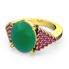 Bianna Yüzük - Kök zümrüt ve rodolit garnet 8 ayar altın yüzük #klkf71