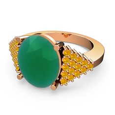 Bianna Yüzük - Kök zümrüt ve sitrin 925 ayar rose altın kaplama gümüş yüzük #l4736k