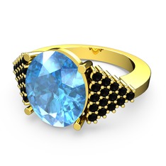 Bianna Yüzük - Akuamarin ve siyah zirkon 925 ayar altın kaplama gümüş yüzük #li7gor