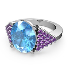 Bianna Yüzük - Akuamarin ve ametist 14 ayar beyaz altın yüzük #lqtktw
