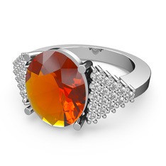 Sitrin ve swarovski 8 ayar beyaz altın yüzük