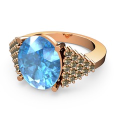 Bianna Yüzük - Akuamarin ve dumanlı kuvars 8 ayar rose altın yüzük #nsw97t