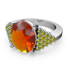 Sitrin ve peridot 925 ayar gümüş yüzük