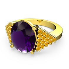 Bianna Yüzük - Ametist ve sitrin 925 ayar altın kaplama gümüş yüzük #ok4svc