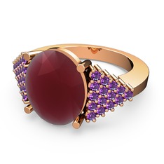 Bianna Yüzük - Kök yakut ve ametist 925 ayar rose altın kaplama gümüş yüzük #ol2e2n
