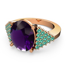 Bianna Yüzük - Ametist ve yeşil kuvars 8 ayar rose altın yüzük #oxdf7l