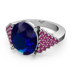 Bianna Yüzük - Lab safir ve rodolit garnet 18 ayar beyaz altın yüzük #p13i8b