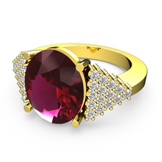 Bianna Yüzük - Rodolit garnet ve swarovski 18 ayar altın yüzük #pdlesq
