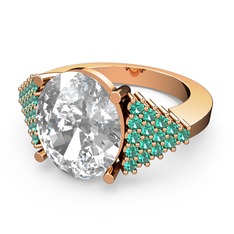 Bianna Yüzük - Swarovski ve yeşil kuvars 8 ayar rose altın yüzük #pji5et