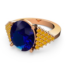 Bianna Yüzük - Lab safir ve sitrin 18 ayar rose altın yüzük #pjm1q2