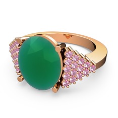 Bianna Yüzük - Kök zümrüt ve pembe kuvars 18 ayar rose altın yüzük #pz5d4z