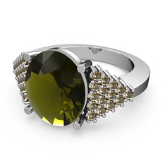 Bianna Yüzük - Peridot ve dumanlı kuvars 925 ayar gümüş yüzük #q6ixmr