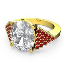 Swarovski ve garnet 8 ayar altın yüzük