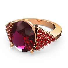 Bianna Yüzük - Rodolit garnet ve garnet 14 ayar rose altın yüzük #qt5ob1