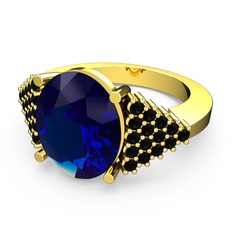 Bianna Yüzük - Lab safir ve siyah zirkon 8 ayar altın yüzük #r5hh5g