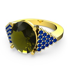 Peridot ve lab safir 14 ayar altın yüzük
