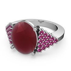 Bianna Yüzük - Kök yakut ve rodolit garnet 8 ayar beyaz altın yüzük #t5pbcv