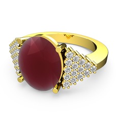 Bianna Yüzük - Kök yakut ve swarovski 925 ayar altın kaplama gümüş yüzük #tdtmw4