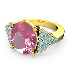 Bianna Yüzük - Pembe kuvars ve akuamarin 18 ayar altın yüzük #tlnudv