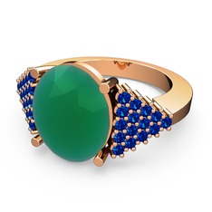 Kök zümrüt ve lab safir 925 ayar rose altın kaplama gümüş yüzük