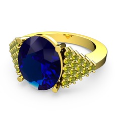 Lab safir ve peridot 14 ayar altın yüzük