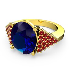 Bianna Yüzük - Lab safir ve garnet 18 ayar altın yüzük #wl22sy