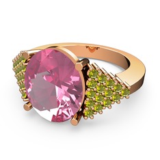 Bianna Yüzük - Pembe kuvars ve peridot 925 ayar rose altın kaplama gümüş yüzük #wm7rma