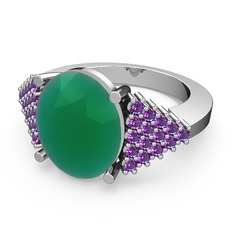 Bianna Yüzük - Kök zümrüt ve ametist 18 ayar beyaz altın yüzük #x07qp5