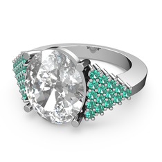 Bianna Yüzük - Swarovski ve yeşil kuvars 18 ayar beyaz altın yüzük #x1xlpi