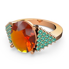 Bianna Yüzük - Sitrin ve yeşil kuvars 925 ayar rose altın kaplama gümüş yüzük #x6wmaq