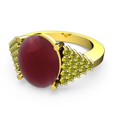 Bianna Yüzük - Kök yakut ve peridot 14 ayar altın yüzük #y2rmyo