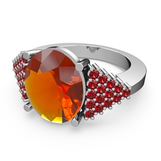 Bianna Yüzük - Sitrin ve garnet 14 ayar beyaz altın yüzük #ysquz