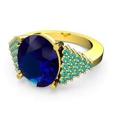 Bianna Yüzük - Lab safir ve yeşil kuvars 925 ayar altın kaplama gümüş yüzük #z9lvrq