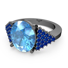 Bianna Yüzük - Akuamarin ve lab safir 925 ayar siyah rodyum kaplama gümüş yüzük #zwwggp