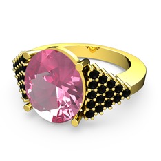Bianna Yüzük - Pembe kuvars ve siyah zirkon 925 ayar altın kaplama gümüş yüzük #zz8ivu