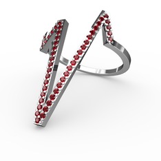 Garnet 8 ayar beyaz altın yüzük