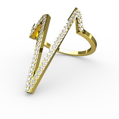 Mosso Taşlı Yüzük - Swarovski 925 ayar altın kaplama gümüş yüzük #4ae46s