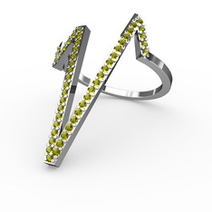 Peridot 8 ayar beyaz altın yüzük