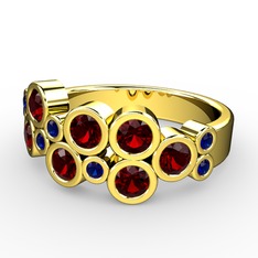 Garnet ve lab safir 14 ayar altın yüzük