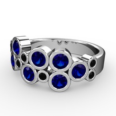 Karma Yüzük - Lab safir ve siyah zirkon 925 ayar gümüş yüzük #10cnlew