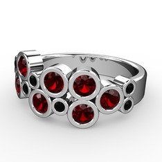 Karma Yüzük - Garnet ve siyah zirkon 925 ayar gümüş yüzük #10qb6td